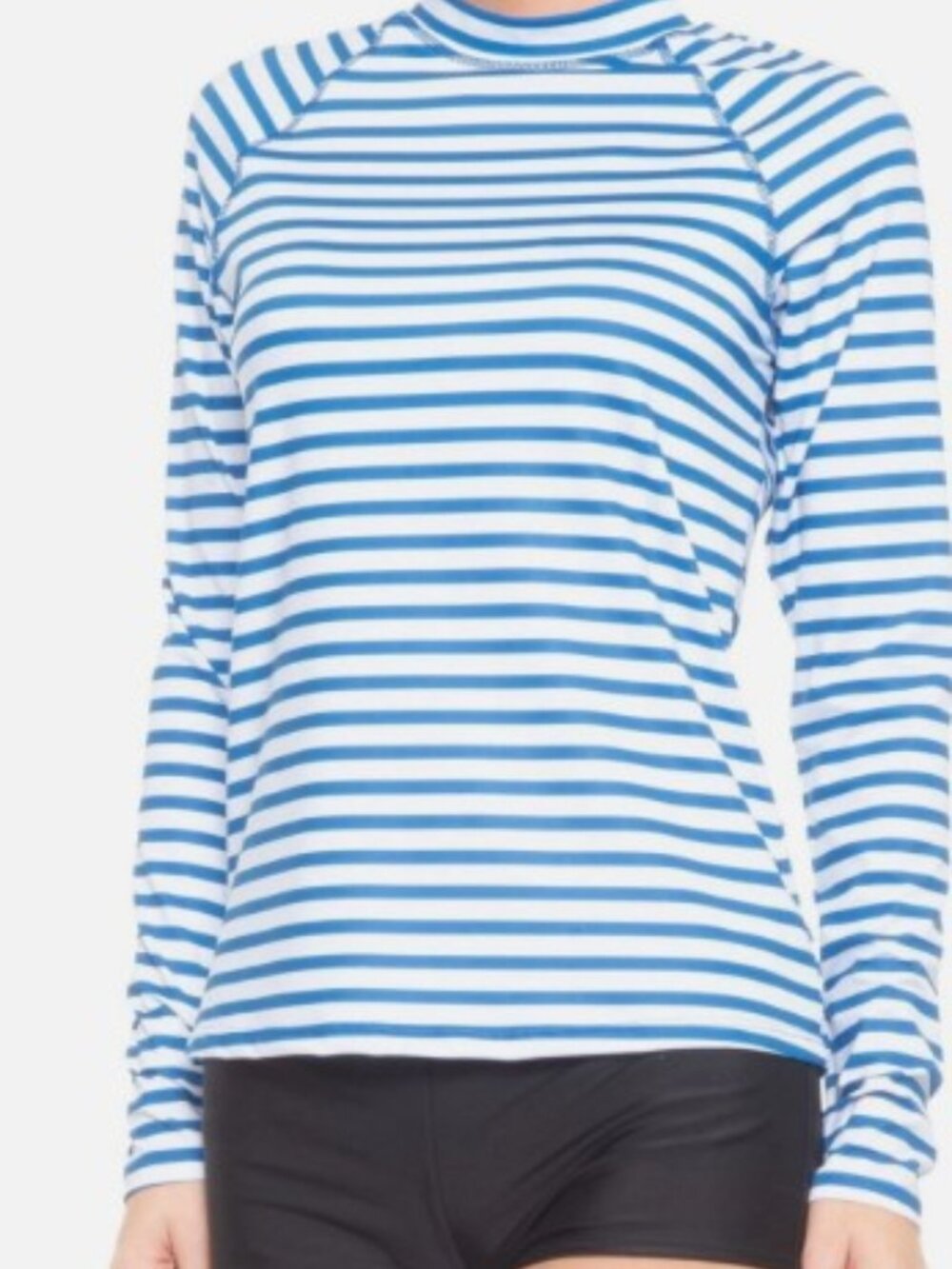 NWT CABANA LIFE Rash Guard UPF 50 Stripped Blue Top Large Retail $84